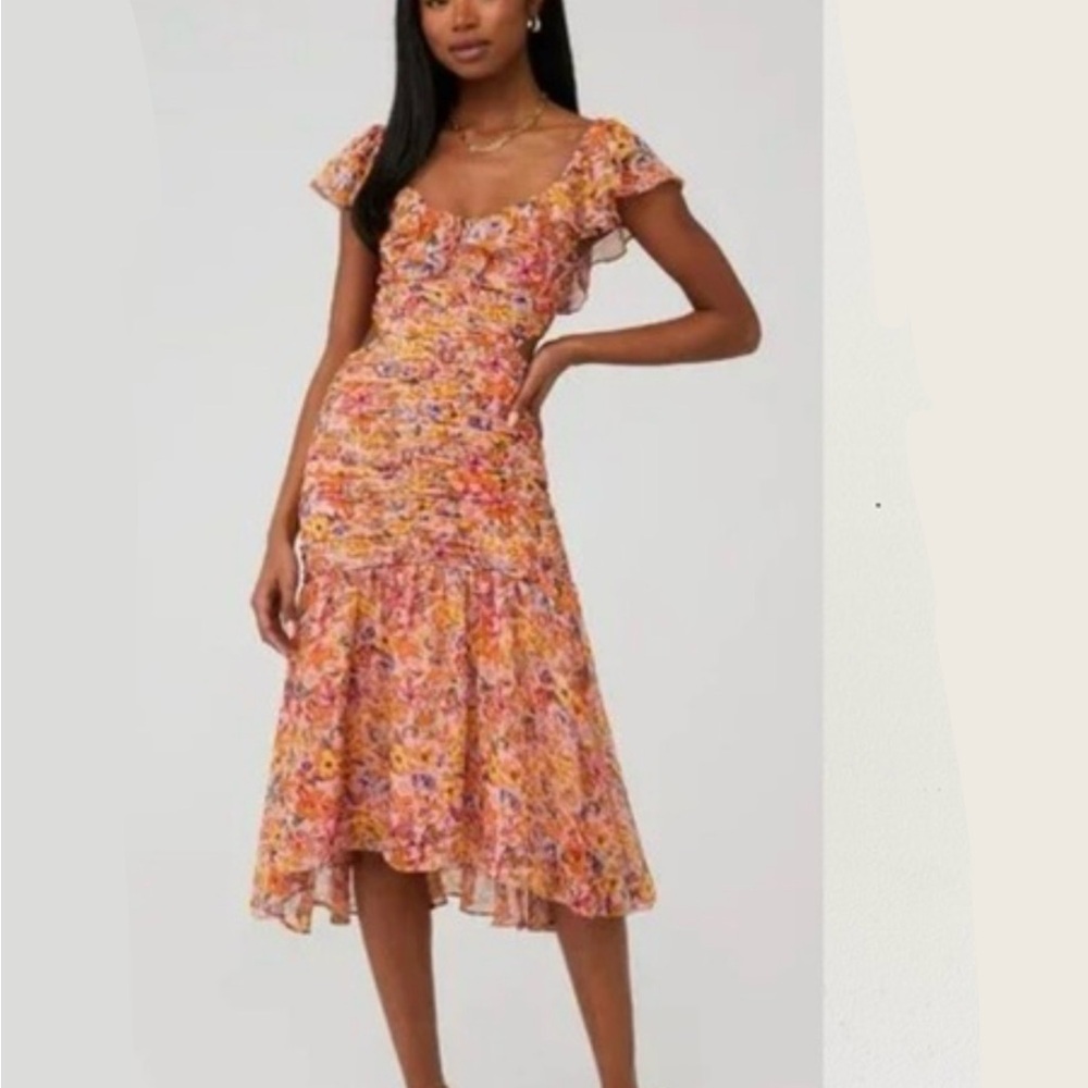 Astr XS Devereaux Floral Midi Dress ~ Fairy Coquette Feminine Wedding Guest
